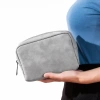 Túi da PU chống nước, lót chống tĩnh điện cho phụ kiện công nghệ, sạc, cáp laptop - màu xám 2