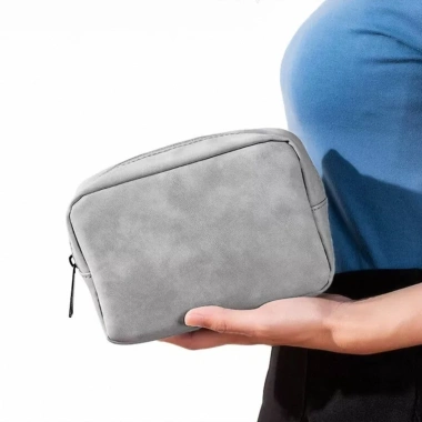 Túi da PU chống nước, lót chống tĩnh điện cho phụ kiện công nghệ, sạc, cáp laptop - màu xám