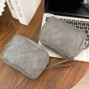 Túi da PU chống nước, lót chống tĩnh điện cho phụ kiện công nghệ, sạc, cáp laptop - màu xám 8