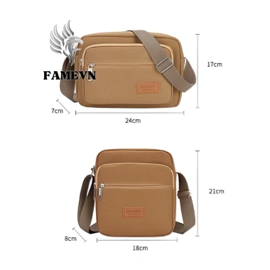 Túi đeo chéo đứng FAMEVN FC008 Canvas Hàn Quốc phong cách cá tính, cho nam nữ, 52.900₫