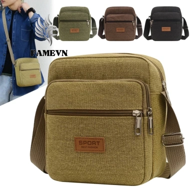 Túi đeo chéo đứng FAMEVN FC008 Canvas Hàn Quốc phong cách cá tính, cho nam nữ, 52.900₫