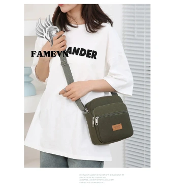 Túi đeo chéo đứng FAMEVN FC008 Canvas Hàn Quốc phong cách cá tính, cho nam nữ, 52.900₫
