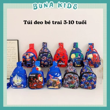 Túi đeo chéo Marvel cho bé 3‑10 tuổi vải nylon, ngăn kéo khóa - Bunakids TD29
