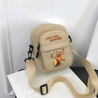 Túi đeo chéo mini cho bé trai, bé gái họa tiết Capybara Labubu - vải canvas mềm đẹp, giá chỉ 69.000₫