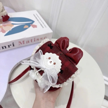 Túi đeo chéo mini dáng bầu dạ đỏ phối nơ cute, siêu xinh, giá chỉ 65.000 VND giảm từ 83.850 VND