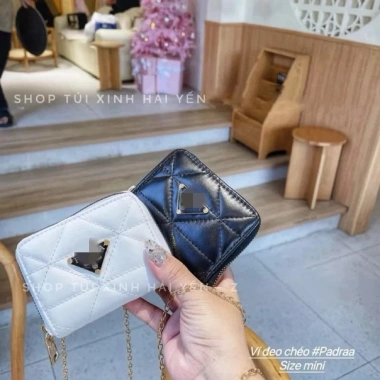Túi đeo chéo mini Pra trần ô tam giác lót đỏ - làm ví, giá ưu đãi 69.000đ 2
