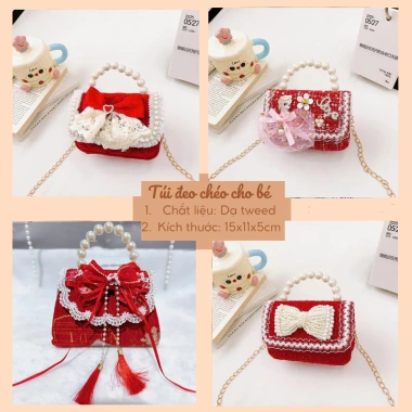 Túi Đeo Chéo Mini Vải Dạ Tweed Quai Đeo Sang Chảnh Cho Bé Gái Kuromi Elsa - Giá 143.000đ 3