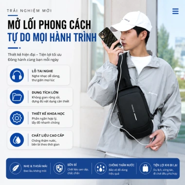 Túi Đeo Chéo Nam SP009 Cao Cấp Chống Nước, Khóa Số, Chống Trộm, Đựng iPad Mini & Điện Thoại - 159k