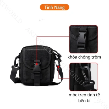 Túi đeo chéo unisex polyester cao cấp ARTW TDC019 - Khóa chống trộm, hộp mềm