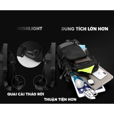 Túi đeo chéo vai nam đa năng 1.700-01 - Nhiều ngăn, vải cao cấp, chống nước, chống trộm, giá 315k