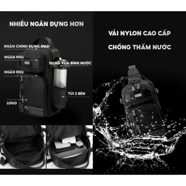 Túi đeo chéo vai nam đa năng 1.700-01 - Nhiều ngăn, vải cao cấp, chống nước, chống trộm, giá 315k
