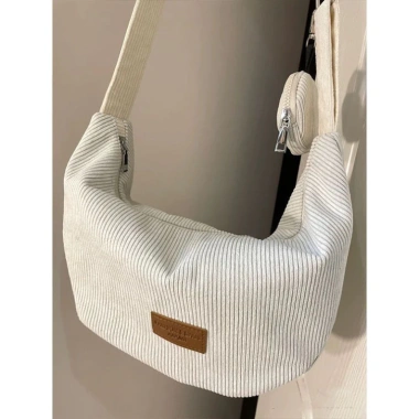 Túi Đeo Chéo Vải Nhung Kẻ Thời Trang, Sức Chứa Lớn, Phong Cách Hàn Quốc - FREESHIP, Giá chỉ 56.999₫ 8