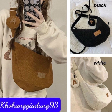 Túi Đeo Chéo Vải Nhung Kẻ Thời Trang, Sức Chứa Lớn, Phong Cách Hàn Quốc - FREESHIP, Giá chỉ 56.999₫ 9