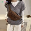 Túi đeo thắt lưng HOBBYIN vải nhung nâu, lớn, chống trộm, chéo và ngực cho nữ