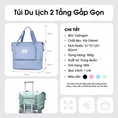 Túi Du Lịch 2 Tầng Gấp Gọn Đa Năng Cỡ Lớn Nam Nữ Gắn Vali - Giá ưu đãi 149.000₫ 3