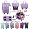 Túi du lịch bánh xe 3 tầng gấp gọn, điều chỉnh kích thước, vải chống thấm, xách tay tiện lợi 2