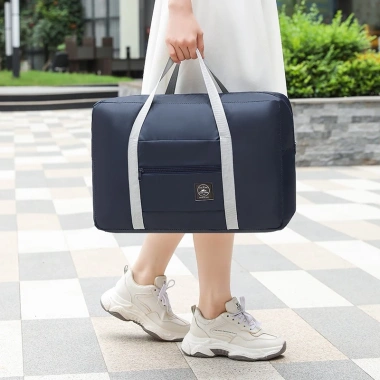 Túi du lịch canvas kaki chống nước gấp gọn, đa năng, dây đeo chéo - 39.000đ 3