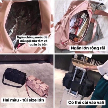 Túi du lịch cỡ lớn đa năng ngăn giày riêng, xách gấp gọn, chống thấm nước, 100k 8