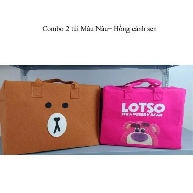 Túi Du Lịch Cỡ Lớn Đa Năng Vải Nỉ Hoạ Tiết Dễ Thương, Chống Thấm, Thời Trang Nữ Đeo Vai