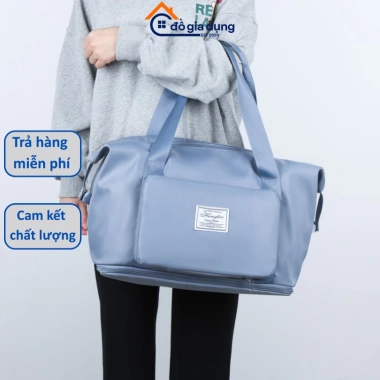 Túi Du Lịch Đa Năng 2 Tầng Cỡ Lớn - Chống Nước, Gấp Gọn, Ngăn Giày & Cài Vali