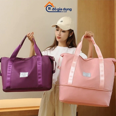 Túi Du Lịch Đa Năng 2 Tầng Cỡ Lớn - Chống Nước, Gấp Gọn, Ngăn Giày & Cài Vali