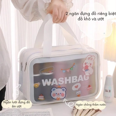 Túi du lịch mỹ phẩm và trang điểm chống nước cỡ lớn, sticker DIY đáng yêu - giá chỉ 49.900₫