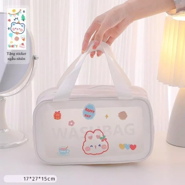 Túi du lịch mỹ phẩm và trang điểm chống nước cỡ lớn, sticker DIY đáng yêu - giá chỉ 49.900₫
