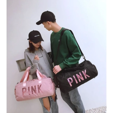 Túi du lịch nữ ngăn giày cỡ lớn, pink, tay cầm tiện, hành lý máy bay, 165k