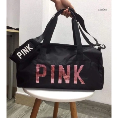 Túi du lịch nữ ngăn giày cỡ lớn, pink, tay cầm tiện, hành lý máy bay, 165k