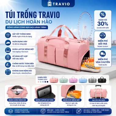 Túi du lịch thể thao TRAVIO dáng trống, ngăn rộng chống nước, bền bỉ - Giá ưu đãi 211.000đ