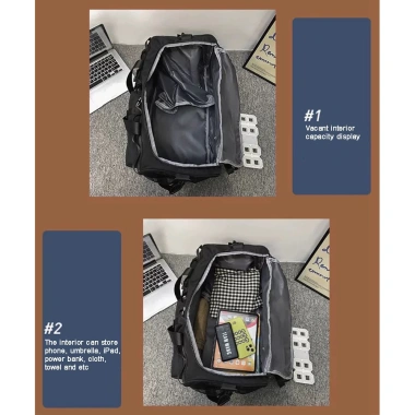 Túi duffel thể thao nylon chống thấm nước 3 màu, dung tích lớn, ngăn đa chức năng, túi đeo vai khô ướt 4