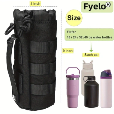 Túi đựng chai Molle Sprots - Giá đỡ chai nước, dây rút, mở trên và đáy lưới