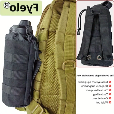Túi đựng chai Molle Sprots - Giá đỡ chai nước, dây rút, mở trên và đáy lưới