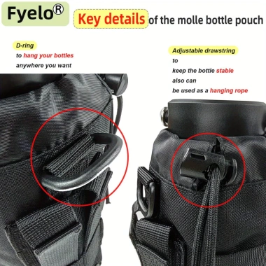 Túi đựng chai Molle Sprots - Giá đỡ chai nước, dây rút, mở trên và đáy lưới