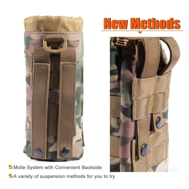 Túi đựng chai nước thể thao chống mài mòn, dây rút Molle, carabiner - Hydrat hoá du lịch