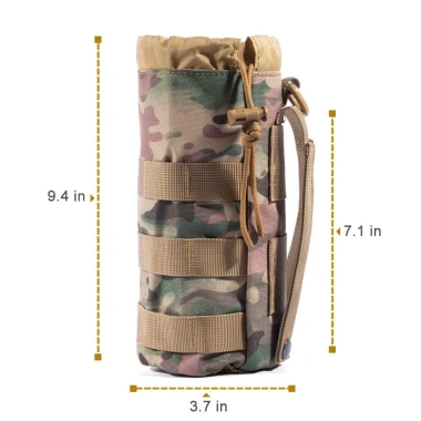 Túi đựng chai nước thể thao chống mài mòn, dây rút Molle, carabiner - Hydrat hoá du lịch