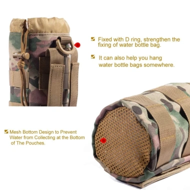 Túi đựng chai nước thể thao chống mài mòn, dây rút Molle, carabiner - Hydrat hoá du lịch 4 Túi đựng chai nước thể thao chống mài mòn, dây rút Molle, carabiner - Hydrat hoá du lịch 4