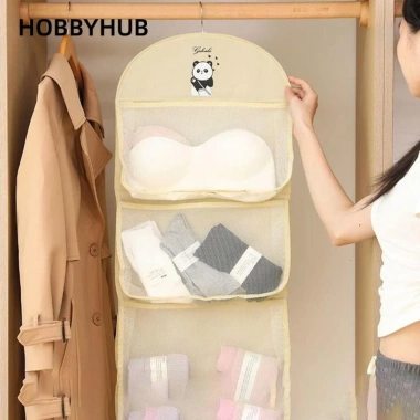 Túi đựng đồ lót HOBBYHUB 2/3 lớp có móc treo tất, dụng cụ sắp xếp tủ quần áo dung tích lớn, giá 50.112 VND