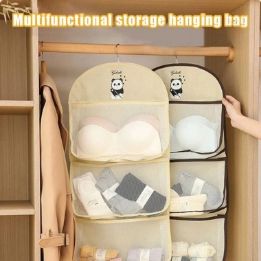 Túi đựng đồ lót HOBBYHUB 2/3 lớp có móc treo tất, dụng cụ sắp xếp tủ quần áo dung tích lớn, giá 50.112 VND