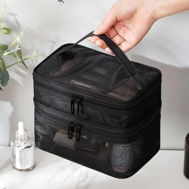 Túi đựng đồ trang điểm OKDEALS - Lưới trong suốt, sức chứa lớn, đa lớp 1/2/3, du lịch cho nữ, giảm còn 56.700₫