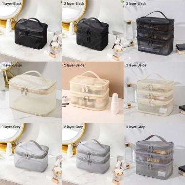 Túi đựng đồ trang điểm OKDEALS - Lưới trong suốt, sức chứa lớn, đa lớp 1/2/3, du lịch cho nữ, giảm còn 56.700₫