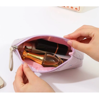 Túi đựng đồ trang điểm vải nhỏ gọn màu hồng baby - Giá chỉ 45.000 VNĐ, giảm mạnh 7