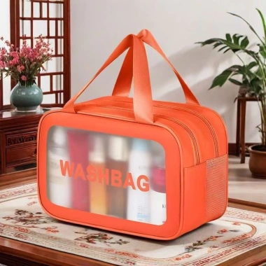 túi đựng đồ vệ sinh cá nhân dung tích lớn PVC 2 lớp tách khô ướt, trong suốt, dày, phù hợp bơi và trang điểm, 46.355 VND 4