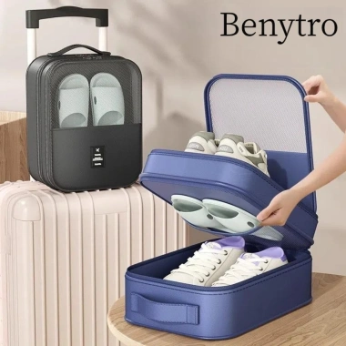 Túi Đựng Giày Benytro 3 Lớp Polyester Dây Kéo Di Động - Hộp Du Lịch Nam Nữ