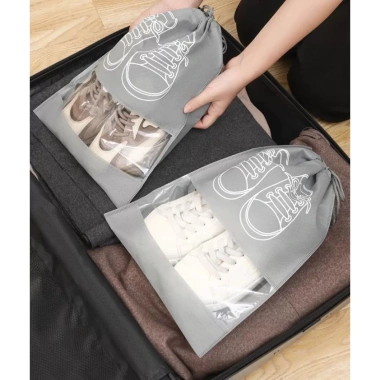 Túi đựng giày dép chống bụi dây rút tiện lợi Set 5 túi 35.5x27 cm, chỉ 25.000₫ 4