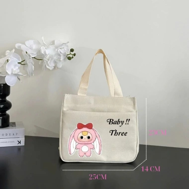 Túi đựng hộp cơm mini đa năng 2 ngăn vải canvas, khóa kéo, quai xách chắc chắn - 59k