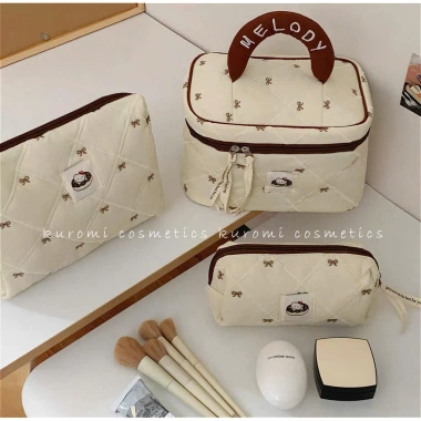 Túi Đựng Make Up Hello Kitty Nơ Nâu: Dung tích lớn, tiện lợi, giá chỉ 58.000đ