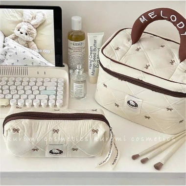 Túi Đựng Make Up Hello Kitty Nơ Nâu: Dung tích lớn, tiện lợi, giá chỉ 58.000đ