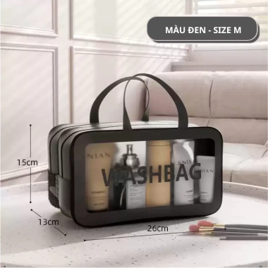 Túi đựng mỹ phẩm 1-2 ngăn Washbag PVC trong suốt da PU, tay cầm cao cấp TD40 - 39.000 VND 10