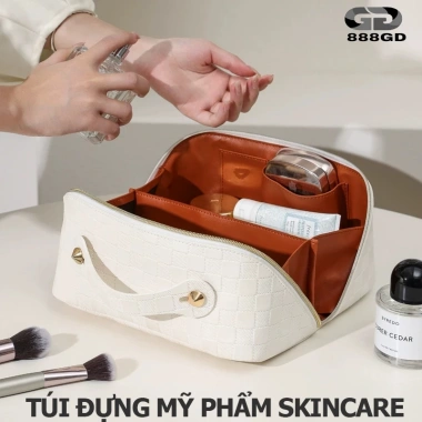 Túi đựng mỹ phẩm 888GD Caro sang trọng sức chứa lớn tiện lợi cho skincare giá 49.000 VNĐ